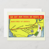 ヴィンテージレトロルート66地図はがき ポストカード (正面/裏面)