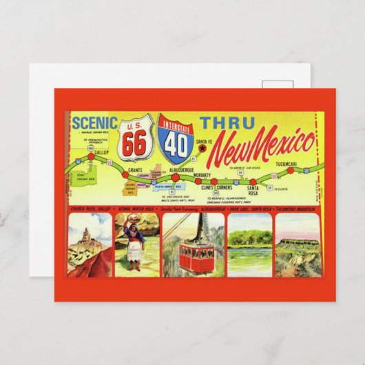 ヴィンテージレトロルート66風光明媚ニューメキシコ葉書 ポストカード (正面/裏面)