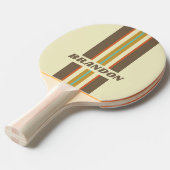 ヴィンテージレトロレインボーストライプラリー名 卓球ラケット (正面アングル)