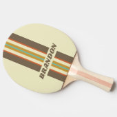 ヴィンテージレトロレインボーストライプラリー名 卓球ラケット (横)
