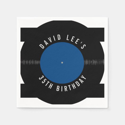 ヴィンテージレトロレコードパーソナライズされたパーティー昼寝 スタンダードカクテルナプキン (正面)