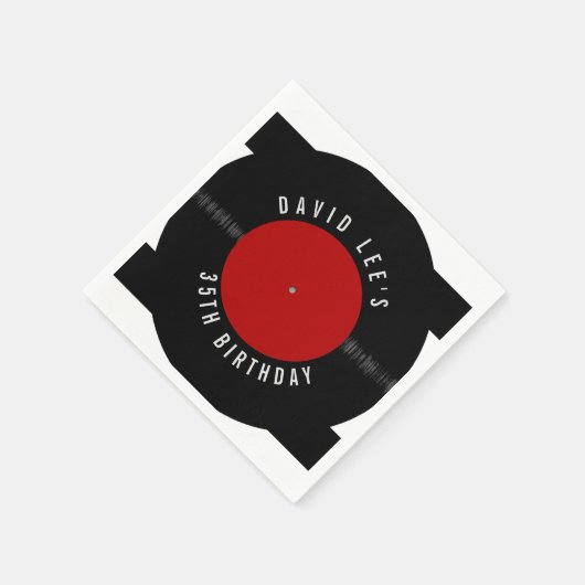 ヴィンテージレトロレコードパーソナライズされたパーティー スタンダードカクテルナプキン (角)