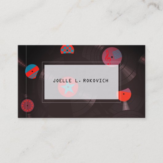 ヴィンテージレトロレコード模様 名刺 (正面)