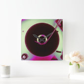 ヴィンテージレトロレコード演奏者時計 スクエア壁時計 (ホーム)