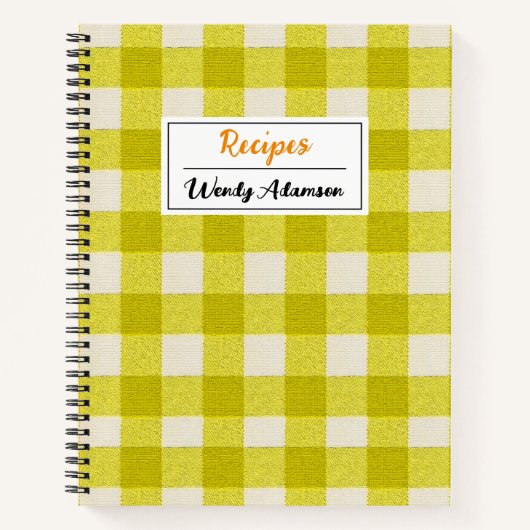 ヴィンテージレトロレシピブック。 | イエローギンガムプレイド ノートブック (正面)