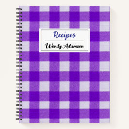 ヴィンテージレトロレシピブック。 | パープルギンガムプレイド ノートブック