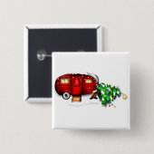 ヴィンテージレトロレッドキャンパークリスマスボタン 缶バッジ (正面&裏面)