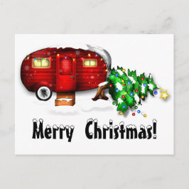 ヴィンテージレトロレッドキャンパークリスマスポストカード ポストカード
