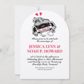 ヴィンテージレトロレッドクラシック50sコンバーチブルカー 招待状 (正面)