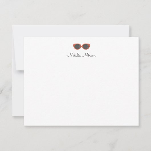 ヴィンテージレトロレッドサングラス水玉模様パターン ノートカード (正面)