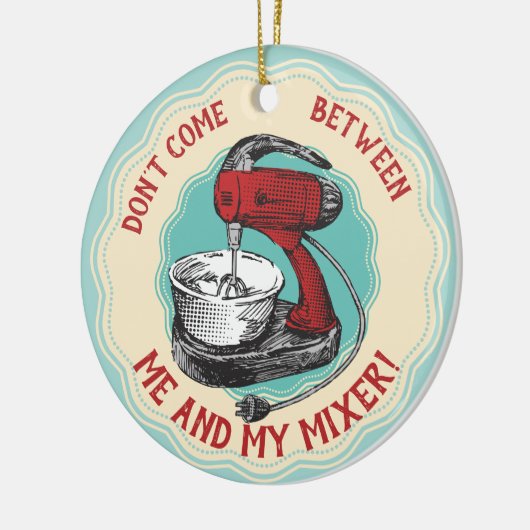 ヴィンテージレトロレッドスタンドミキサーベーキングパティシエ セラミックオーナメント (左)