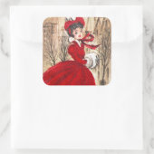 ヴィンテージレトロレディークリスマスホリデーシール スクエアシール (バッグ)