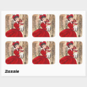 ヴィンテージレトロレディークリスマスホリデーシール スクエアシール (シート)