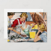 ヴィンテージレトロレディースがケーキを作る ポストカード (正面/裏面)
