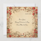 ヴィンテージレトロレディーバレンタインフラットホリデーカード シーズンカード (裏面)