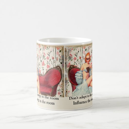 ヴィンテージレトロレディ自信&やる気を起こさせる引用文 コーヒーマグカップ (中央)