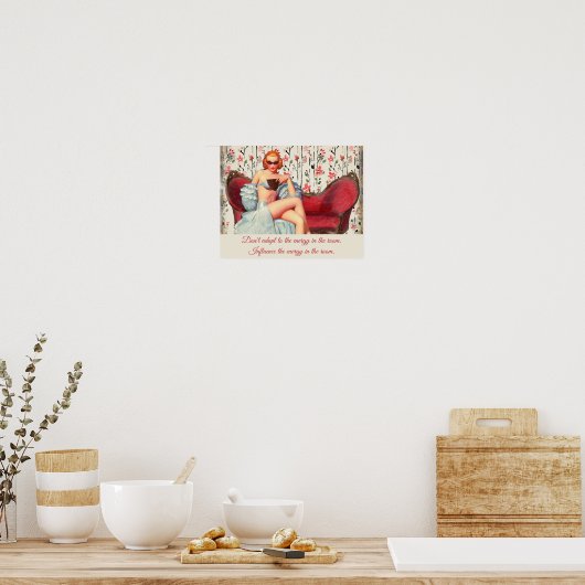 ヴィンテージレトロレディ自信&やる気を起こさせる引用文 ポスター (キッチン)