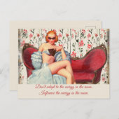 ヴィンテージレトロレディ自信&やる気を起こさせる引用文 ポストカード (正面/裏面)