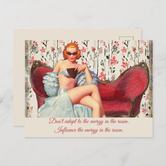 ヴィンテージレトロレディ自信&やる気を起こさせる引用文 ポストカード (正面/裏面)