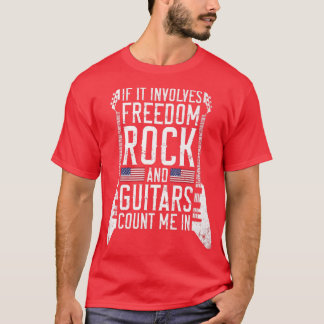 ヴィンテージレトロロックアメリカ国旗のギタープレーヤープレ Tシャツ