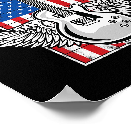 ヴィンテージレトロロックアメリカ国旗のギタープレーヤー ポスター (角)