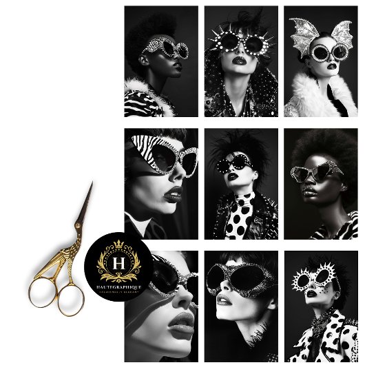 ヴィンテージレトロロックスターグレームコラージデクページ 薄葉紙