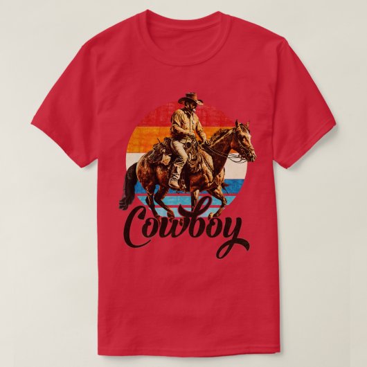 ヴィンテージレトロロデオカウボーイ乗馬馬馬馬馬馬 Tシャツ (デザイン正面)