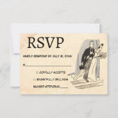 ヴィンテージレトロロマンクラシックク旧素朴結婚ズ 出欠カード (正面)