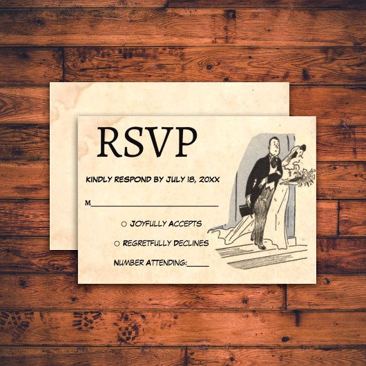 ヴィンテージレトロロマンクラシックク旧素朴結婚ズ 出欠カード