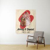 ヴィンテージレトロロマンチックたった今結婚しました結婚カップル タペストリー (インサイチュ)