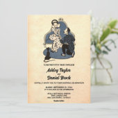 ヴィンテージレトロロマンチックなカップル素朴オールド結婚ズ 招待状 (スタンド正面)