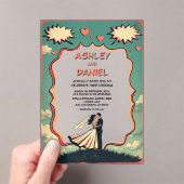 ヴィンテージレトロロマンチックカップル漫画ブック結婚ズ アクリル招待状 (インサイチュ (ポータブル))