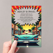 ヴィンテージレトロロマンチックカップル漫画ブック結婚ズ アクリル招待状 (インサイチュ (ポータブル))