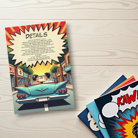 ヴィンテージレトロロマンチックカップル漫画ブック結婚ズ エンクロージャーカード