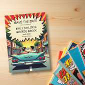 ヴィンテージレトロロマンチックカップル漫画ブック結婚ズ セーブザデート