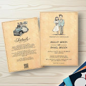 ヴィンテージレトロロマンチックカップル50s漫画結婚ズ 招待状