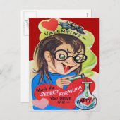 ヴィンテージレトロ不機嫌サイエンティストバレンタインカード シーズンポストカード (正面/裏面)