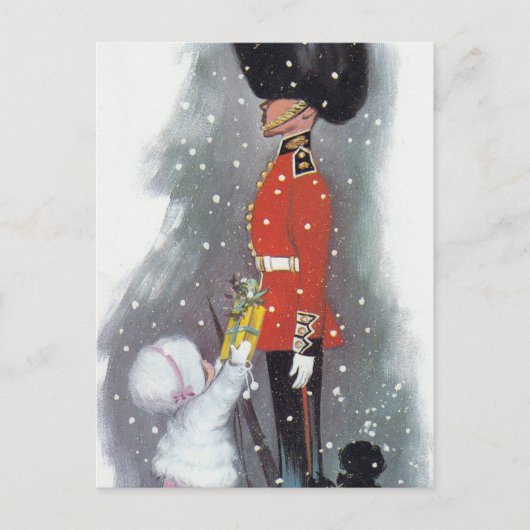 ヴィンテージレトロ与えギフトの子供のクリスマス葉書 シーズンポストカード (正面)