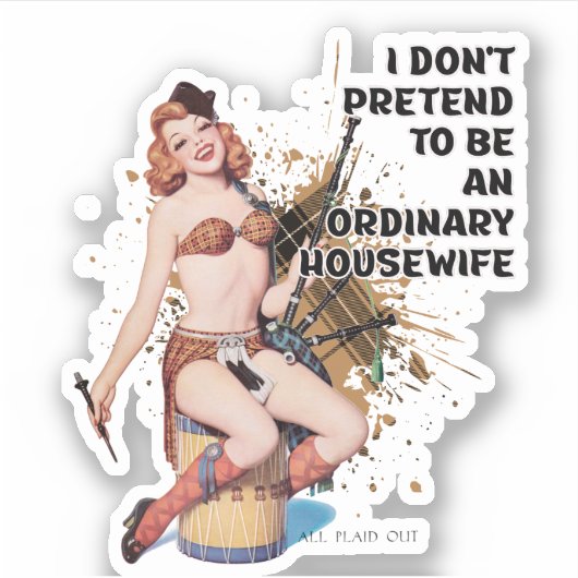 ヴィンテージレトロ主婦ユーモアピンアップガール シール (正面)