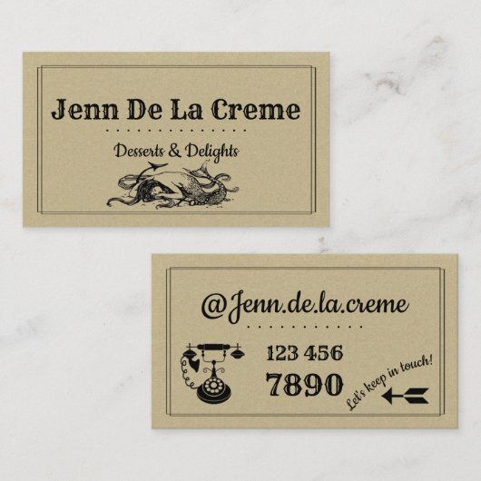 ヴィンテージレトロ人魚 名刺 (正面/裏面)