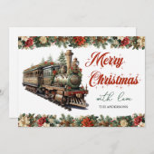 ヴィンテージレトロ伝統的クラシッククリスマストレイン シーズンカード (正面/裏面)