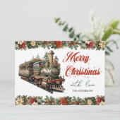 ヴィンテージレトロ伝統的クラシッククリスマストレイン シーズンカード (スタンド正面)