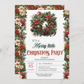 ヴィンテージレトロ伝統的クラシッククリスマスリース 招待状 (正面/裏面)
