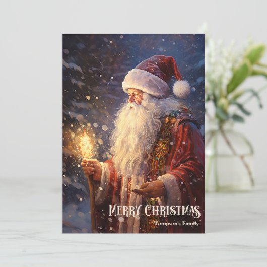 ヴィンテージレトロ伝統的クラシックサンタクロース シーズンカード (スタンド正面)