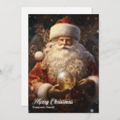 ヴィンテージレトロ伝統的クラシックサンタクロース シーズンカード (正面/裏面)
