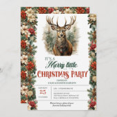 ヴィンテージレトロ伝統的クリスマストナカイ 招待状 (正面/裏面)
