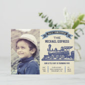 ヴィンテージレトロ列車子供の誕生日パーティの招待状 招待状 (スタンド正面)