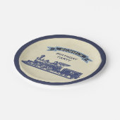 ヴィンテージレトロ列車子供の誕生日パーティー ペーパープレート (アングル)