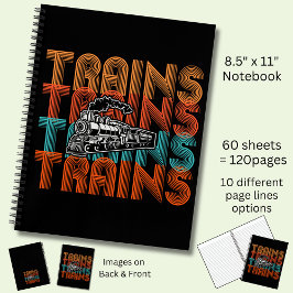 ヴィンテージレトロ列車文字蒸気機関機関車 ノートブック