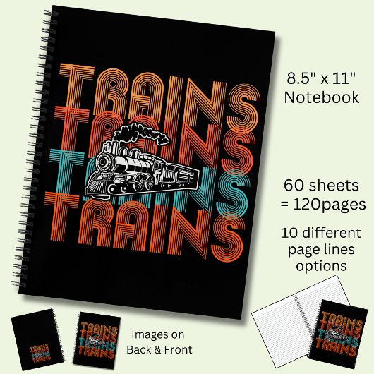 ヴィンテージレトロ列車文字蒸気機関機関車 ノートブック